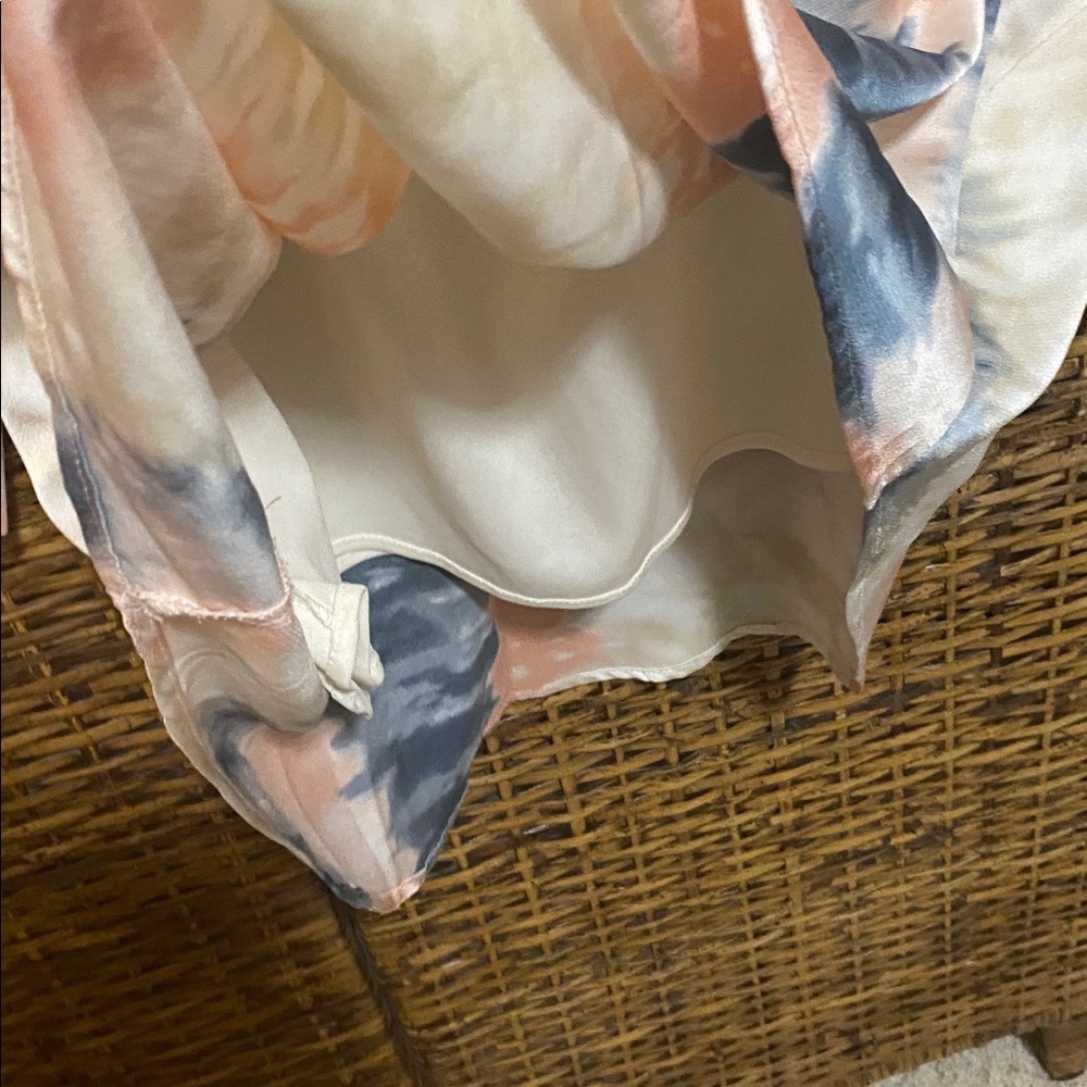 EUC Fashion Nova Plunging Neckline Pink cream blue tie-dye tunic mini dress XL - Picture 5 of 10